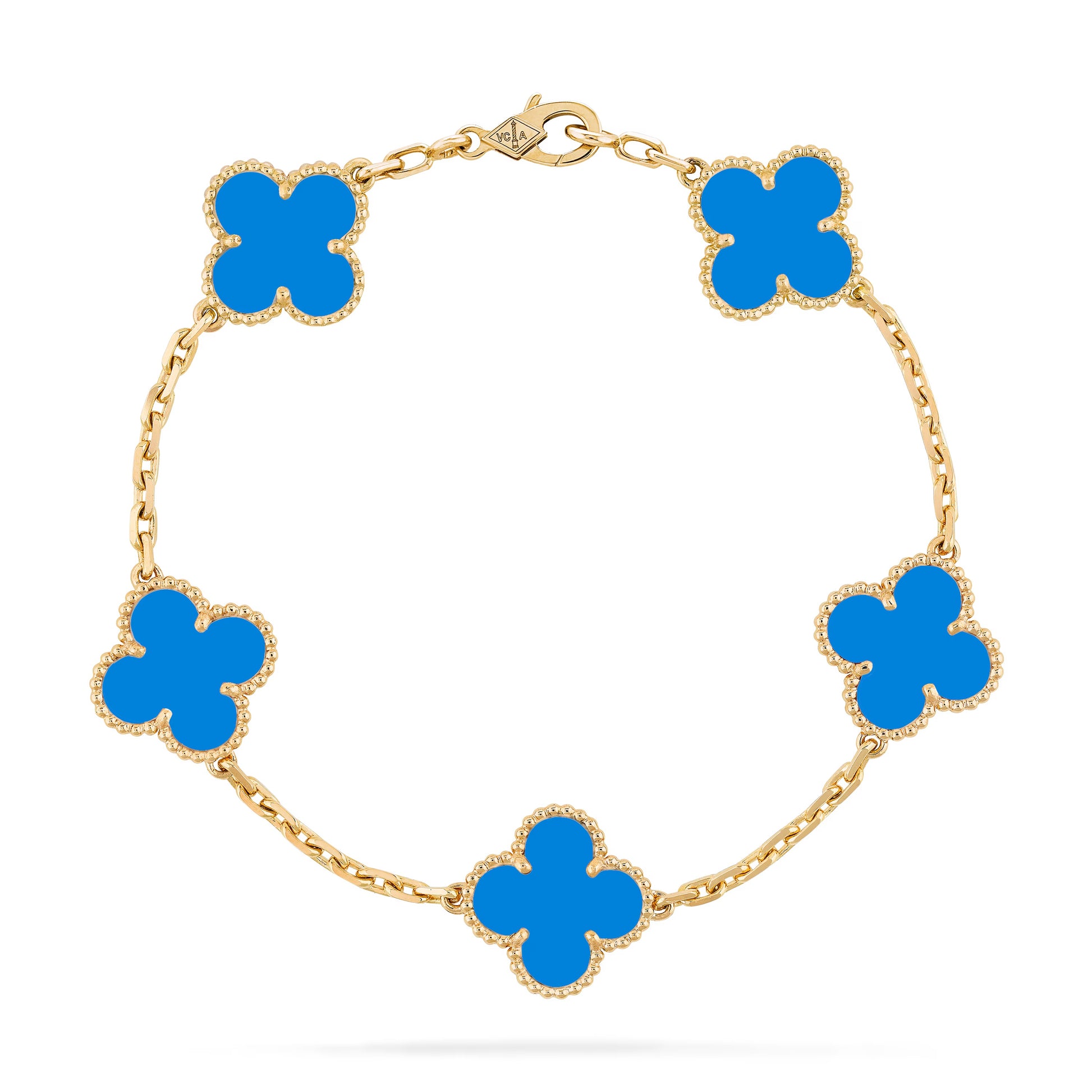 Statement bracelet with 18K gold and lucky clovers