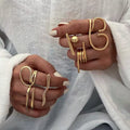 Chic gold open ring with geometric tiny ball detail
