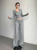 Back view of hoodie and high-waisted pants set