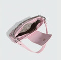 Pink PU leather bag with heart pendant