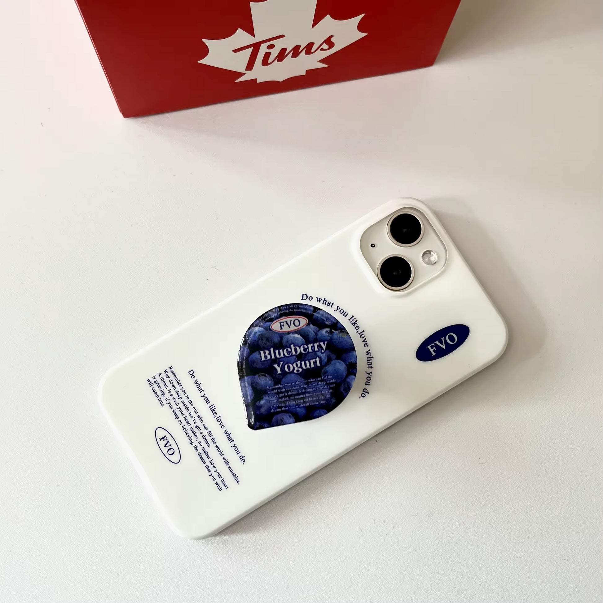 Folding stand phone case with glossy blueberry tone