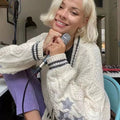 Soft knit winter cardigan with preppy retro look