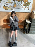 Cute gray knit cardigan styled for AGCW coquette collection