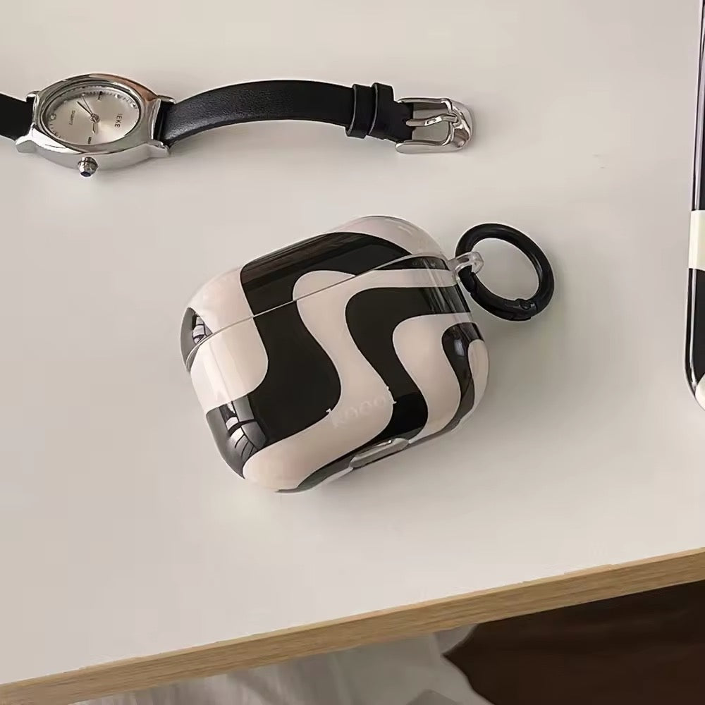 Minimalist glossy AirPods cover in retro Korean couple style