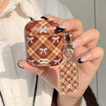 AirPods Pro 2 cover in retro plaid design with shell texture for girls