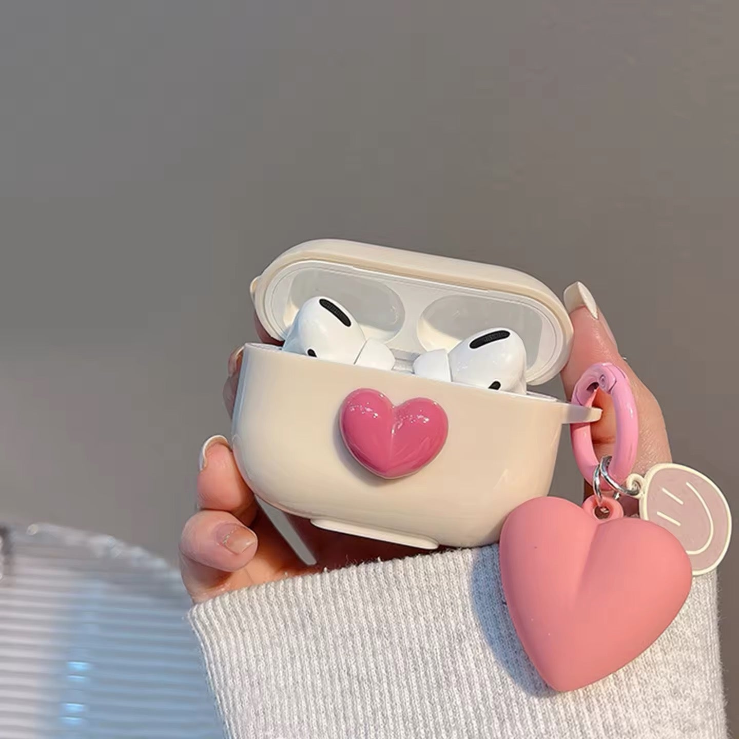 Protective soft silicone AirPods case with keychain clip