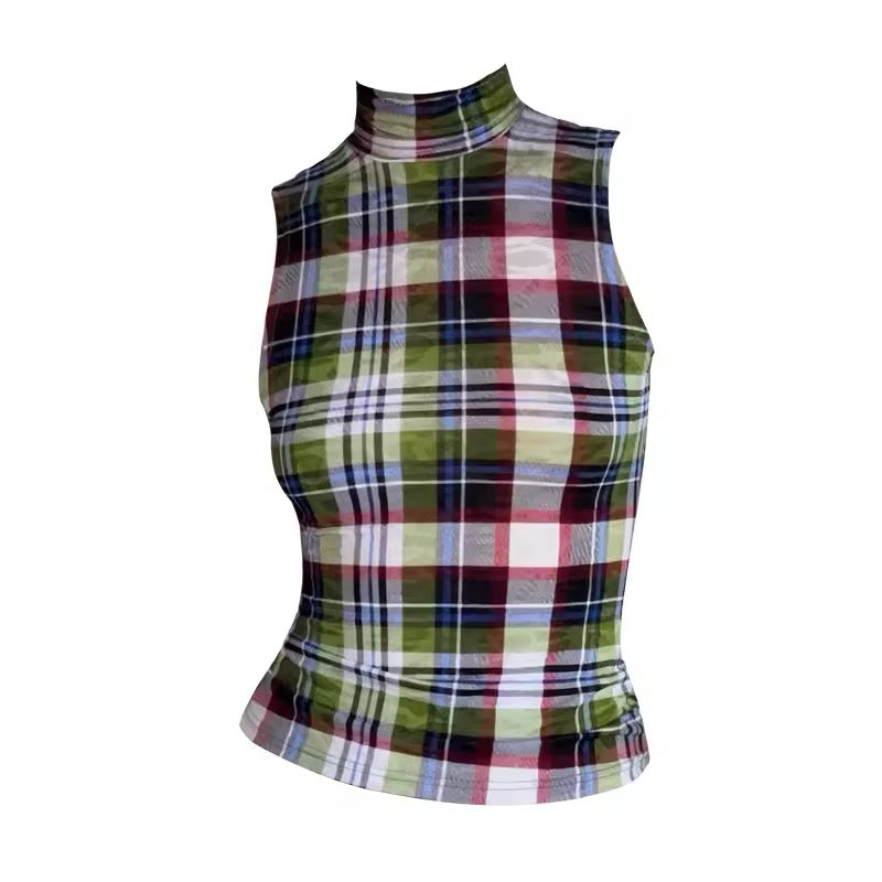 kawaii aesthetic plaid top in coquette look