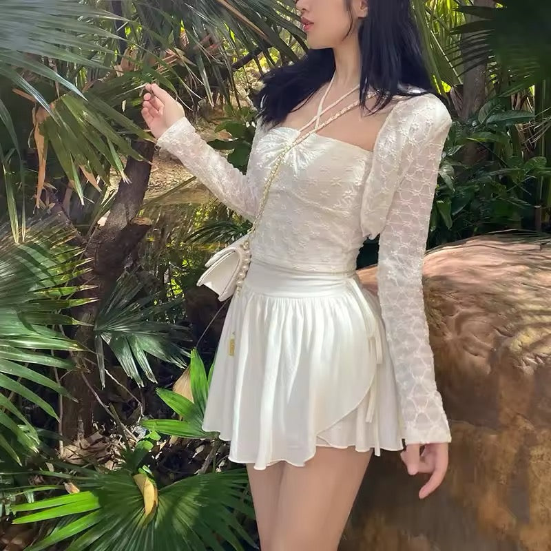 Balletcore aesthetic pleated short skirt for women
