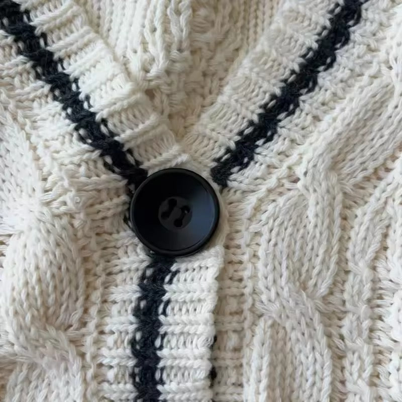 Beige oversized knit cardigan styled for autumn