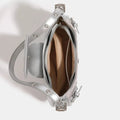 Cute e-girl shoulder bag with crocodile embossing, punk rivets, adjustable strap, ideal for Y2K and alt aesthetic outfits
