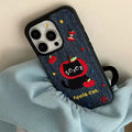 Shockproof embroidered denim iPhone case with precise camera cutout