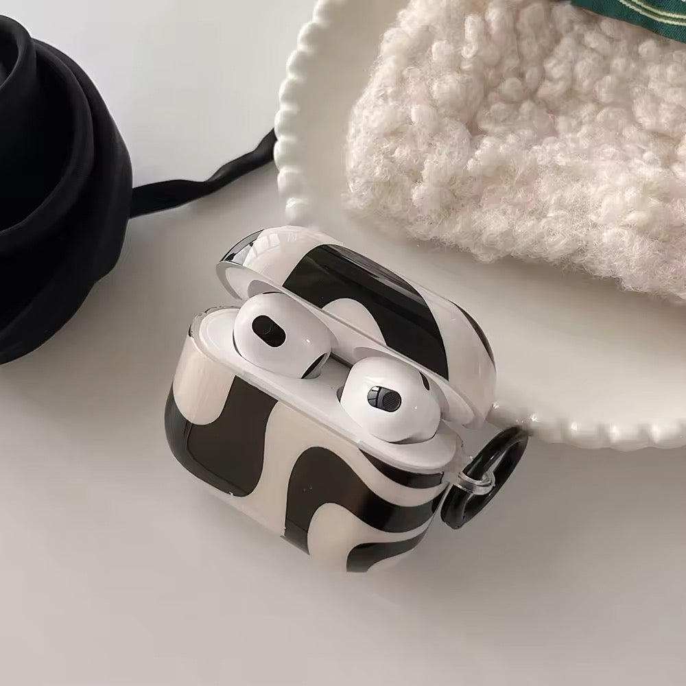 Durable soft AirPods Pro 2 case with gloss black white pattern