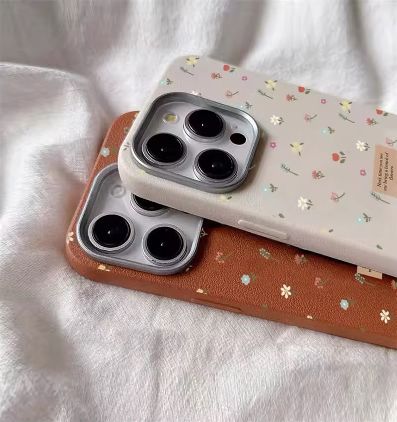 Colorful small flower pattern leather phone cover