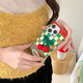 Front view of the Bow & Cherry iPhone Case showcasing 3D bowknot and checker cherry pattern