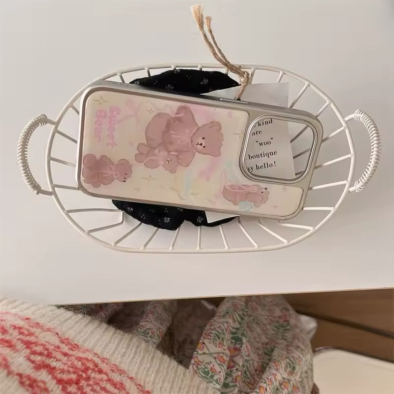 Close-up of the pink bow accent on the kawaii iPhone case