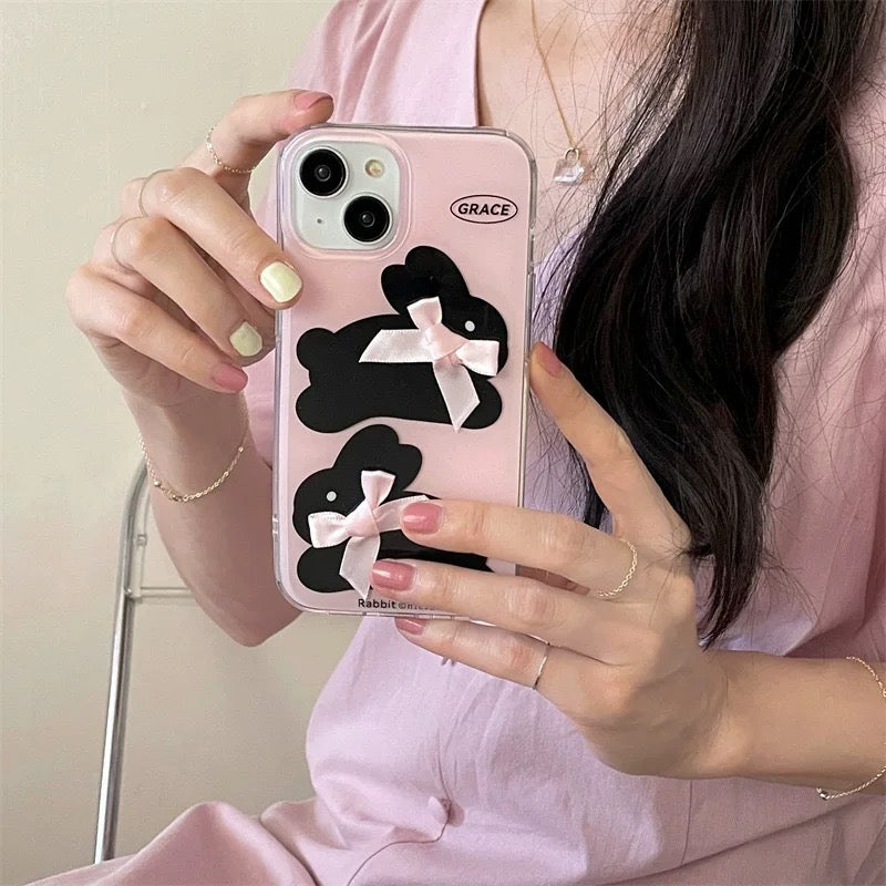 Premium soft pink rabbit iPhone case for coquette and Y2K lovers