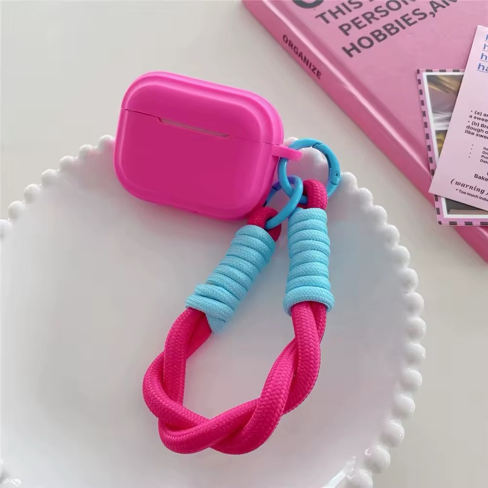 Chic pink AirPods case for women with pendant and lanyard