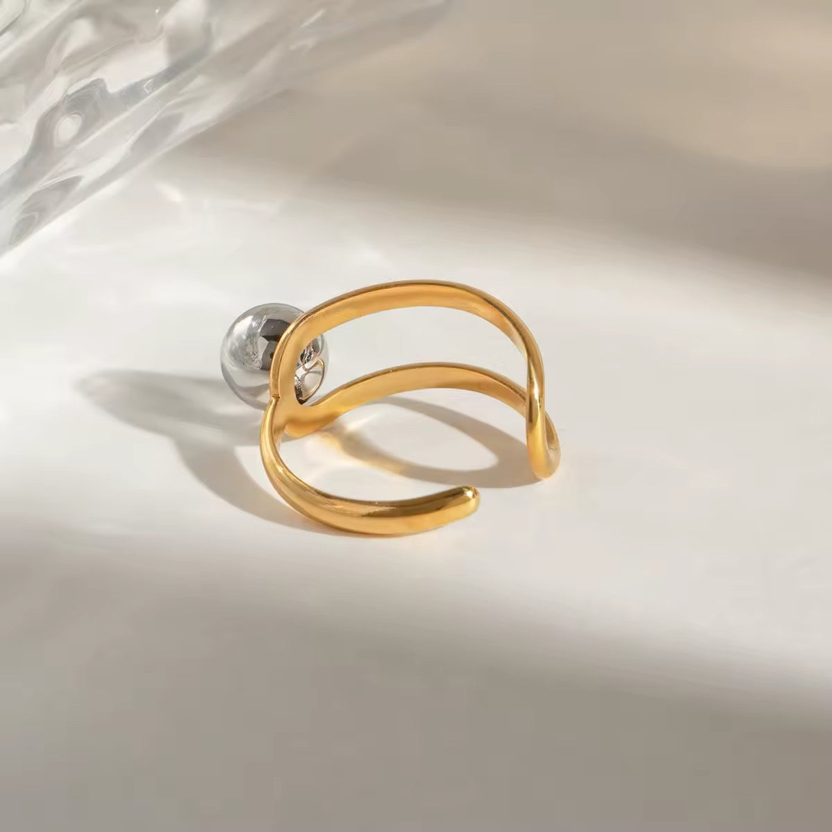 PVD-plated gold ball ring with durable, tarnish-free finish