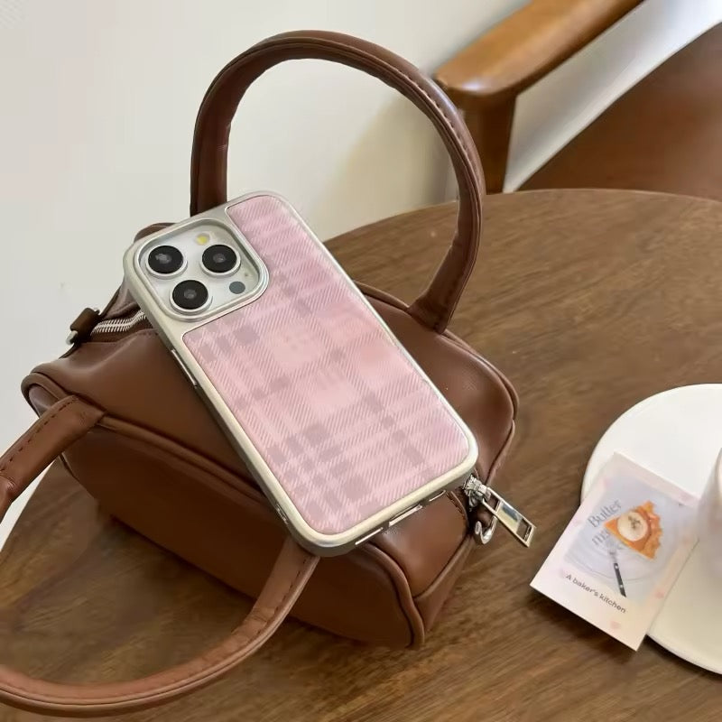 The case displayed on a pastel-themed desk setup, complementing soft girl decor