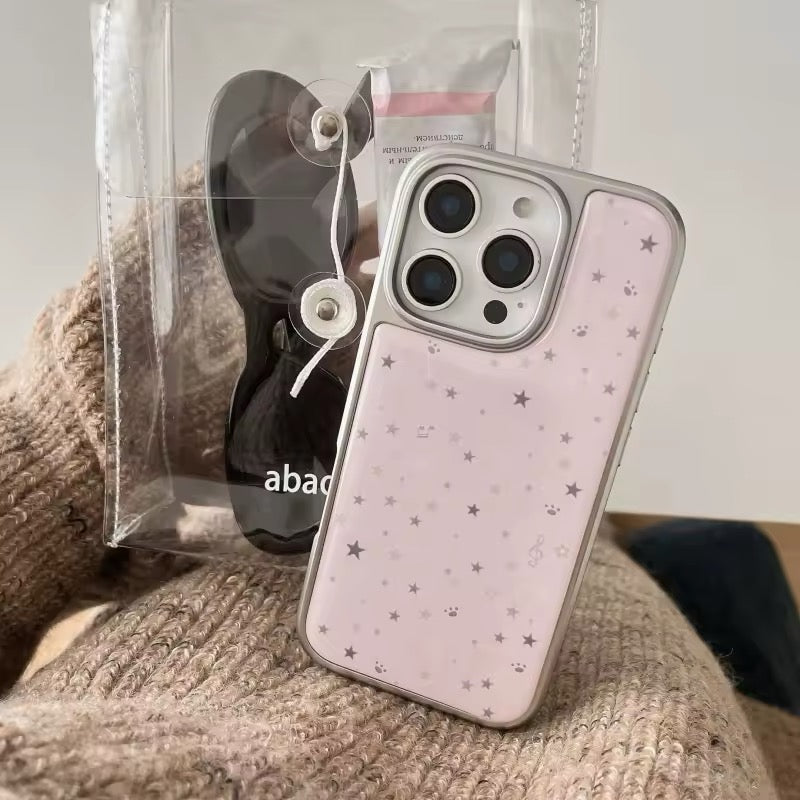 Front view of the Pink Stars iPhone Case showcasing pink star patterns
