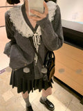 Long sleeve soft girl sweater with retro preppy style
