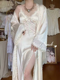 Fairycore aesthetic sleepwear with long sleeve robe
