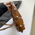 Stylish white PU rivet purse with chain option