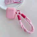 Pink aesthetic AirPods cover with lanyard and shockproof design
