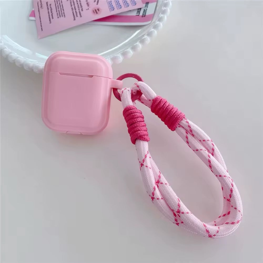 Pink aesthetic AirPods cover with lanyard and shockproof design