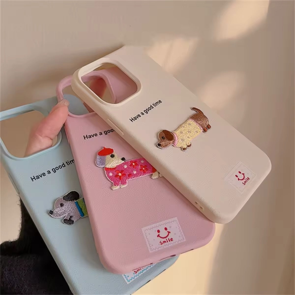 Cute cartoon puppy cover with soft-touch material for iPhone XR