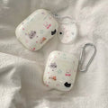 Cute graffiti kitty AirPods case with charm pendant