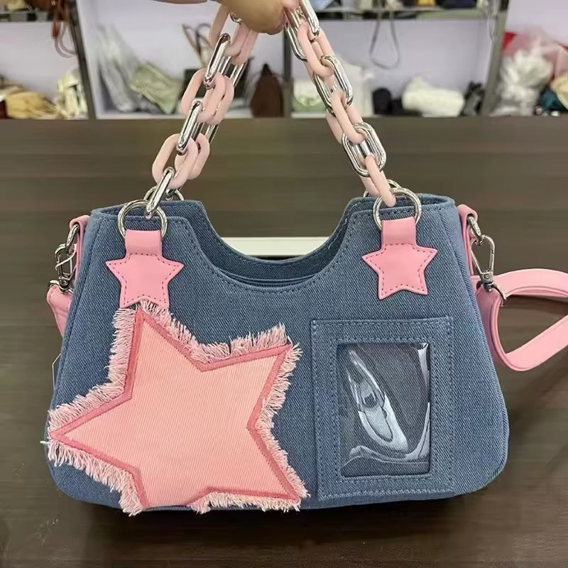 Side view of Y2K grunge shoulder bag for women
