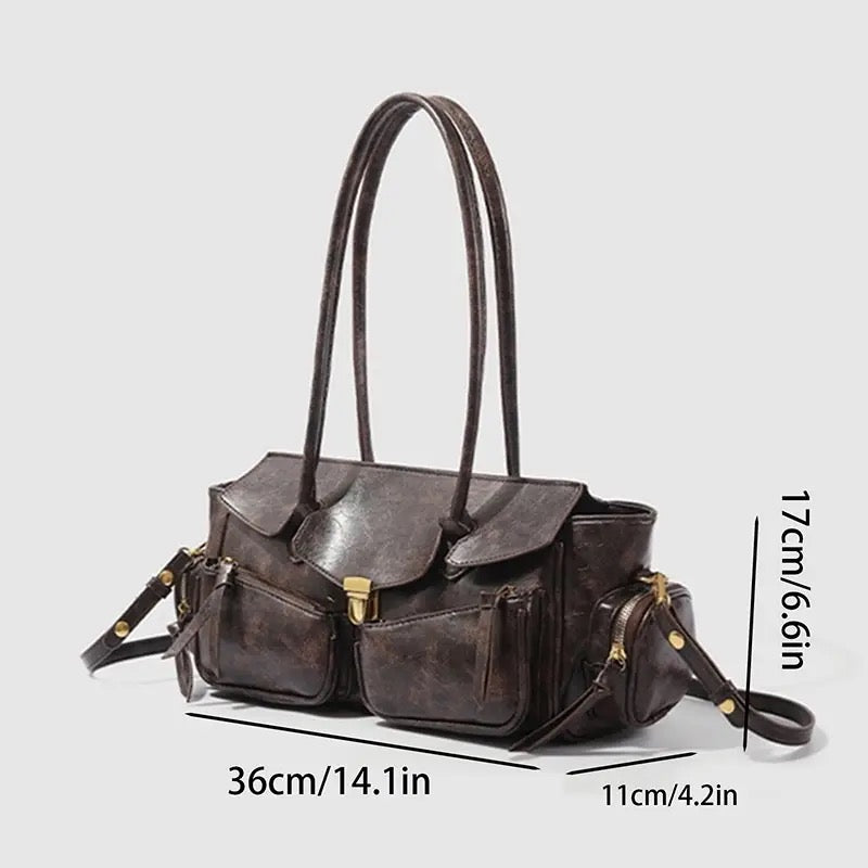 Elegant faux leather baguette purse for old money aesthetic