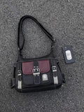 Y2K gothic shoulder bag with metal hardware and pockets