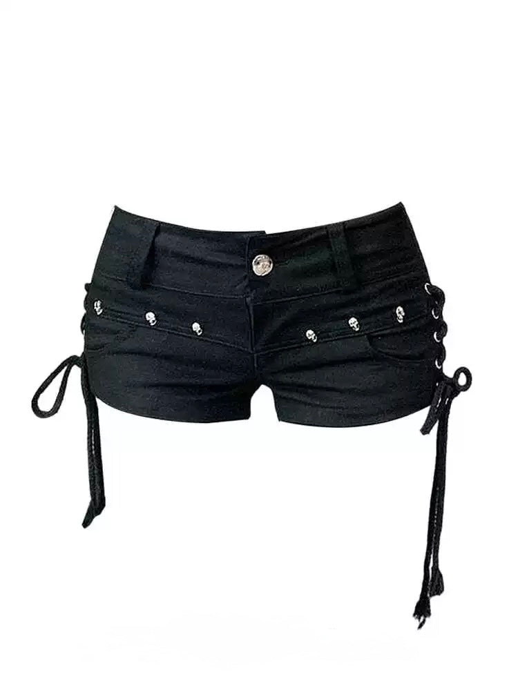 Women’s lace-up side shorts in black