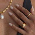 Elegant gold-plated pearl ring with heart-shaped design