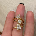 Adjustable zircon heart ring on white background