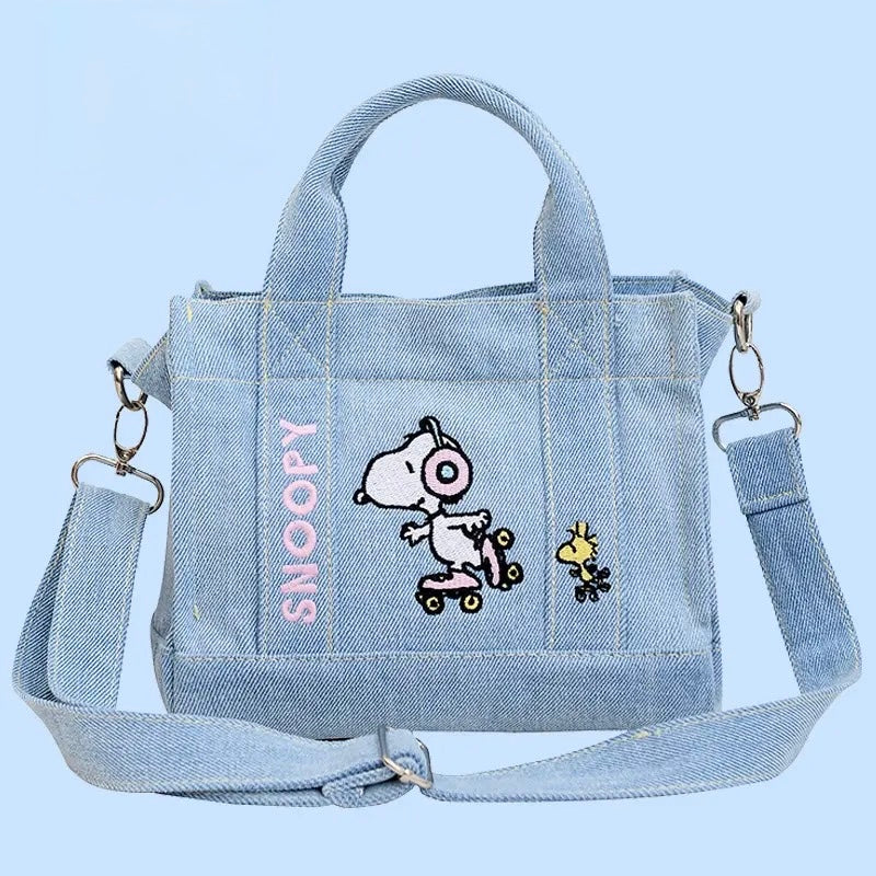 Kawaii Snoopy handbag on pastel background