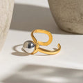 Adjustable open-end ball ring in gold-plated finish