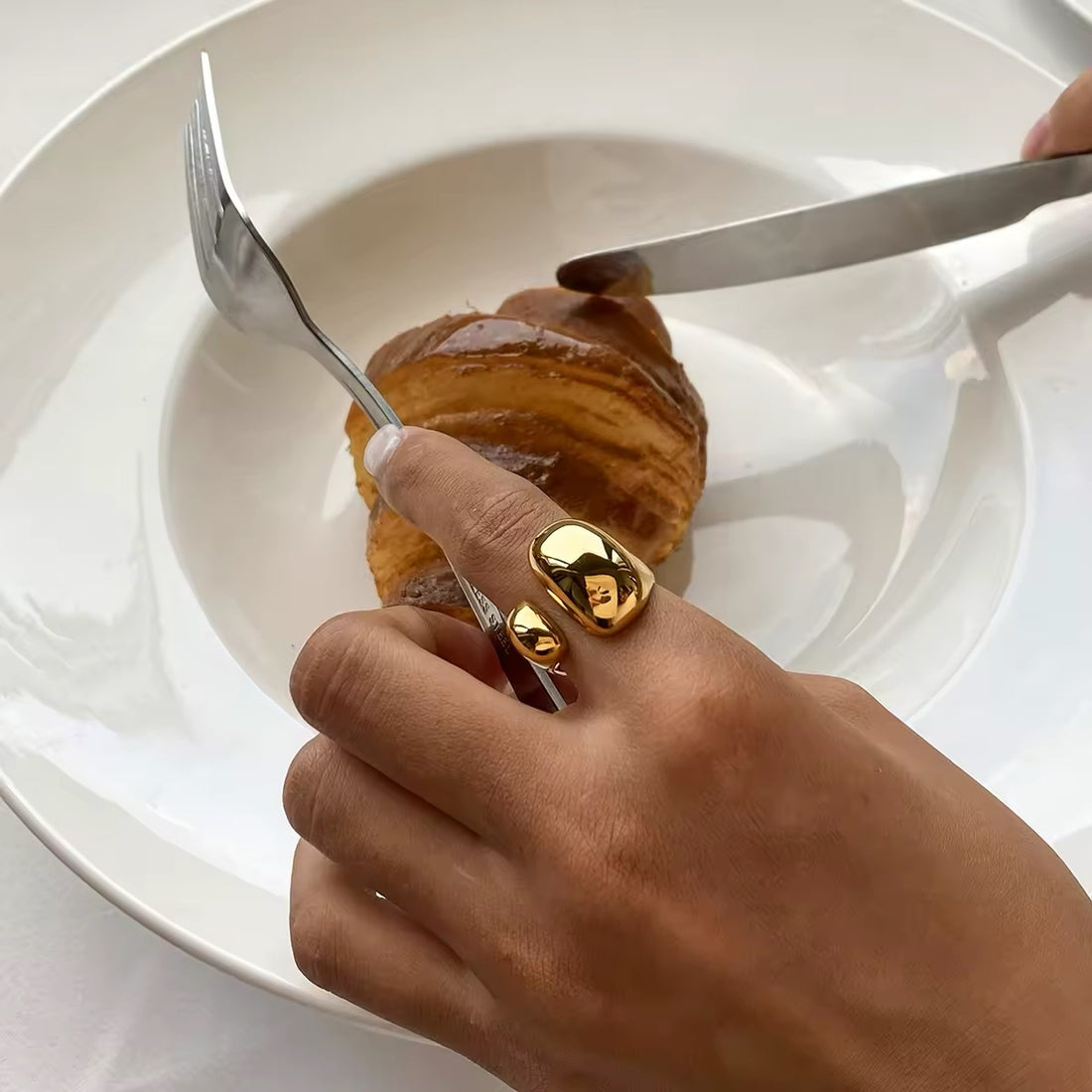 Minimalist 18K Gold Plated Stainless Steel Ring with open band design