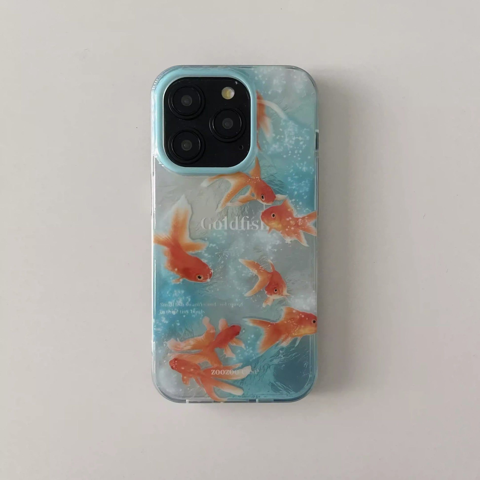 Gold fish iPhone case with ripple texture on iPhone 15