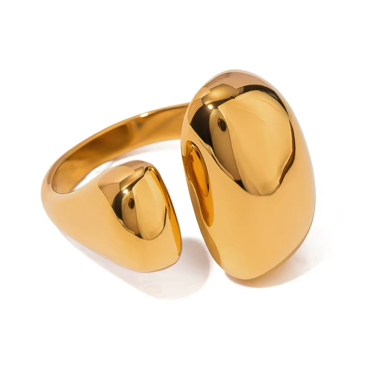 Stainless steel fashion-forward 18K gold-plated ring