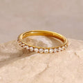 Elegant gold-plated zircon ring with a double-layer open design