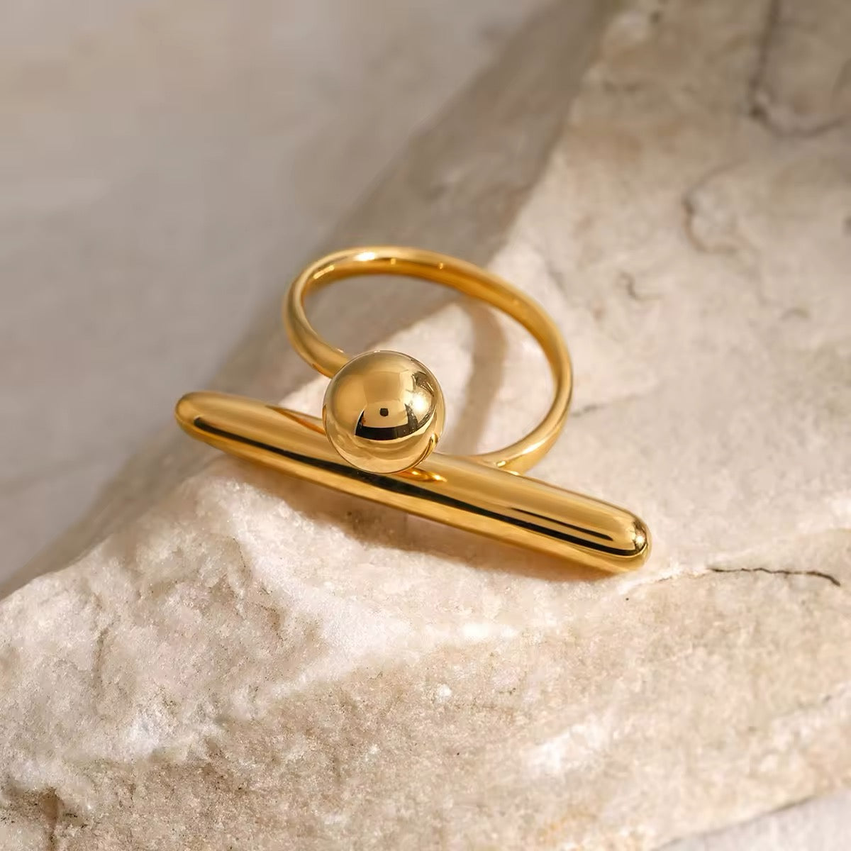 French-inspired gold ring with tiny ball detailing