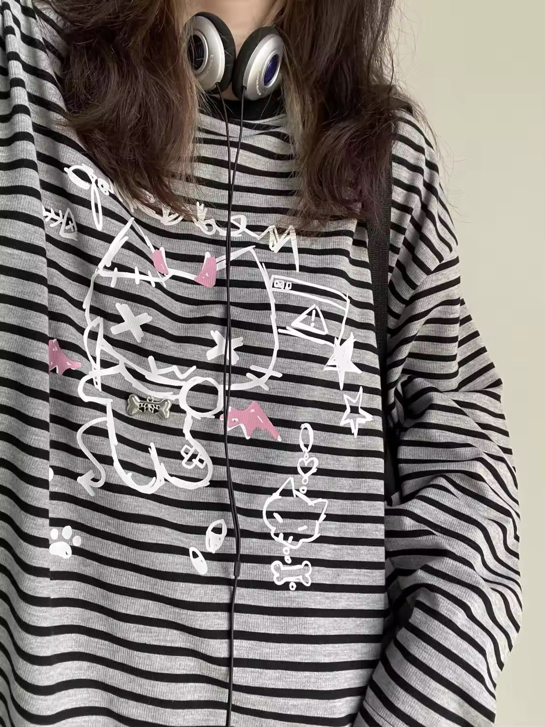 Oversized gothic Hello Kitty shirt in grunge style