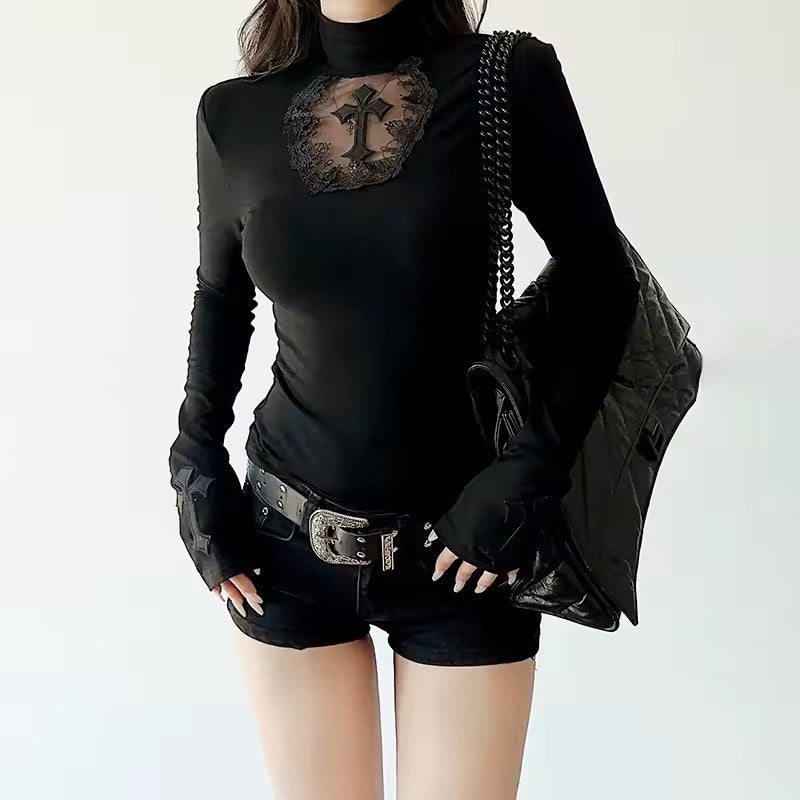 Dark gothic emo shirt with long sleeves