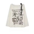 gothic off shoulder long sleeve tee with buckle strap