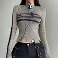 Y2K aesthetic distressed knit sweater for women