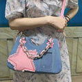 Harajuku-inspired denim crossbody purse with zipper