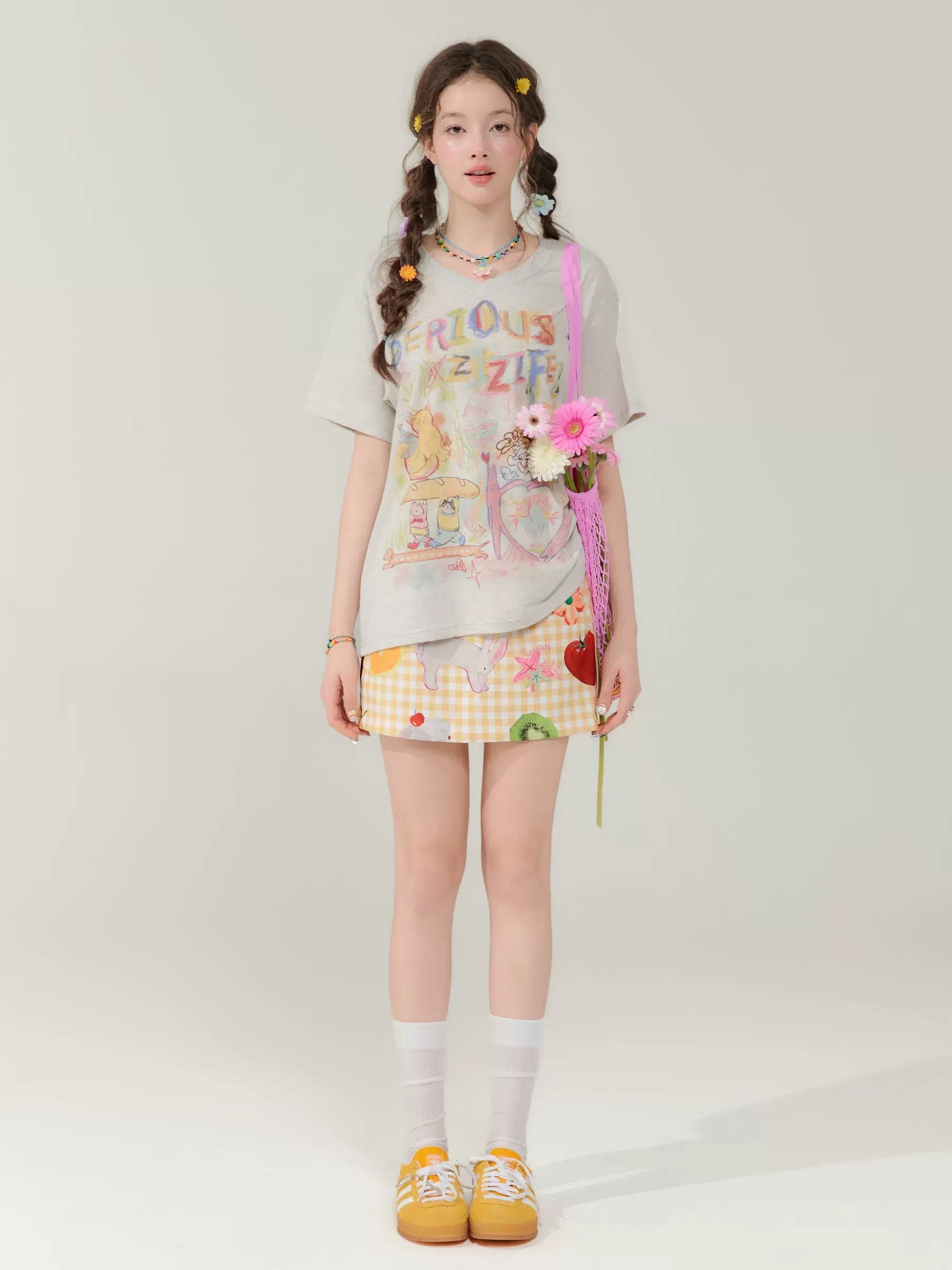 Aesthetic Y2K plaid skirt with Korean fashion-inspired cutecore style